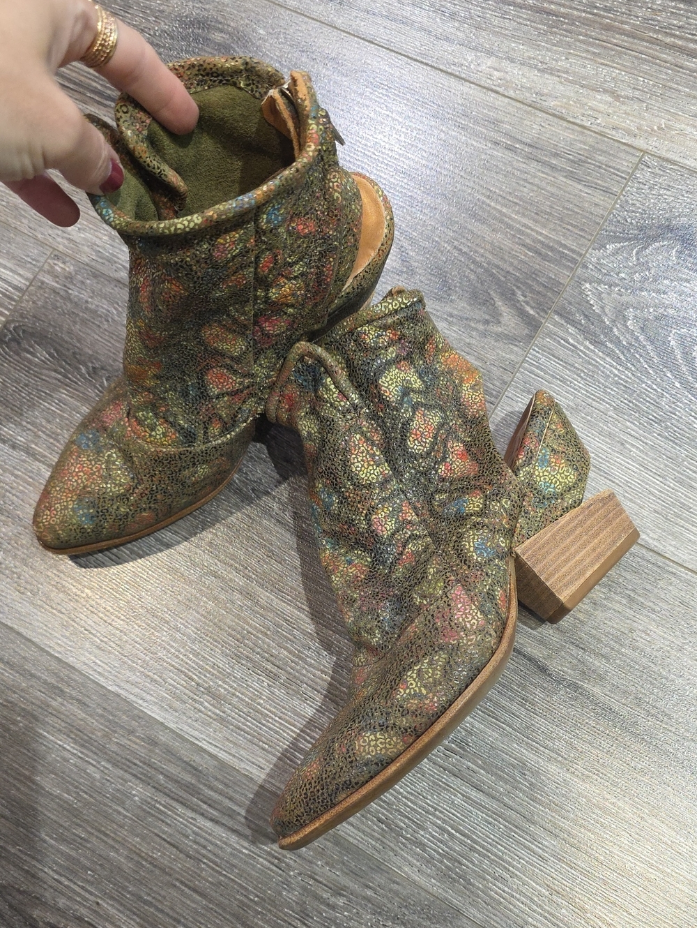 A.S.98 Leather Leopard Animal Print Ankle Boots Size 35
